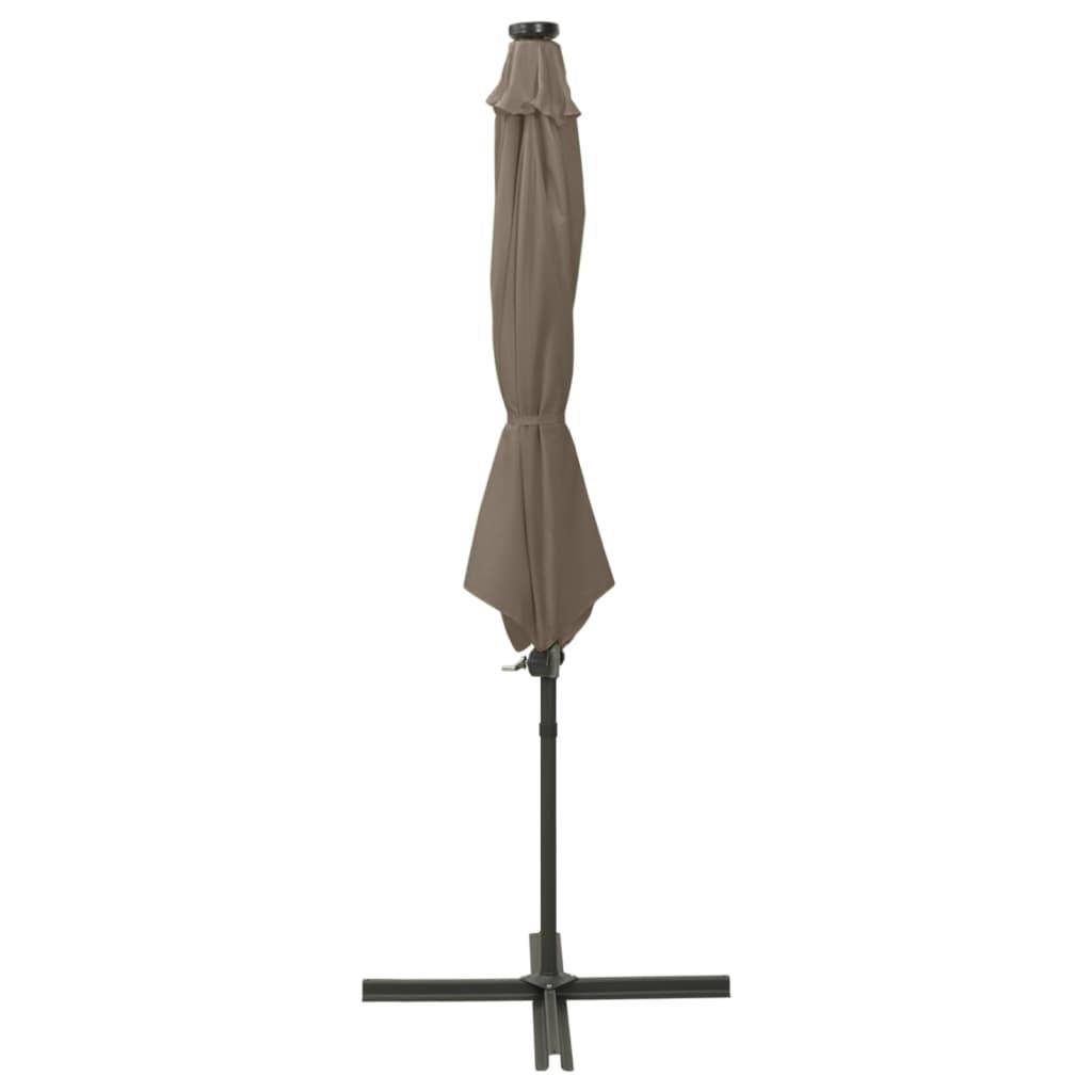 Helloshop26 - Parasol meuble de jardin déporté avec mât et lumières led 300 cm taupe - Imagen 2