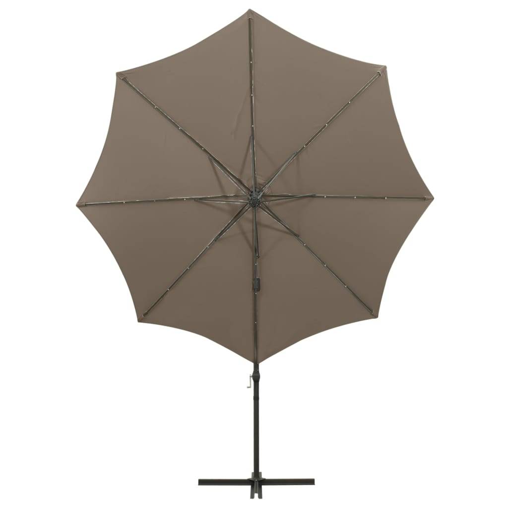 Helloshop26 - Parasol meuble de jardin déporté avec mât et lumières led 300 cm taupe - Imagen 6