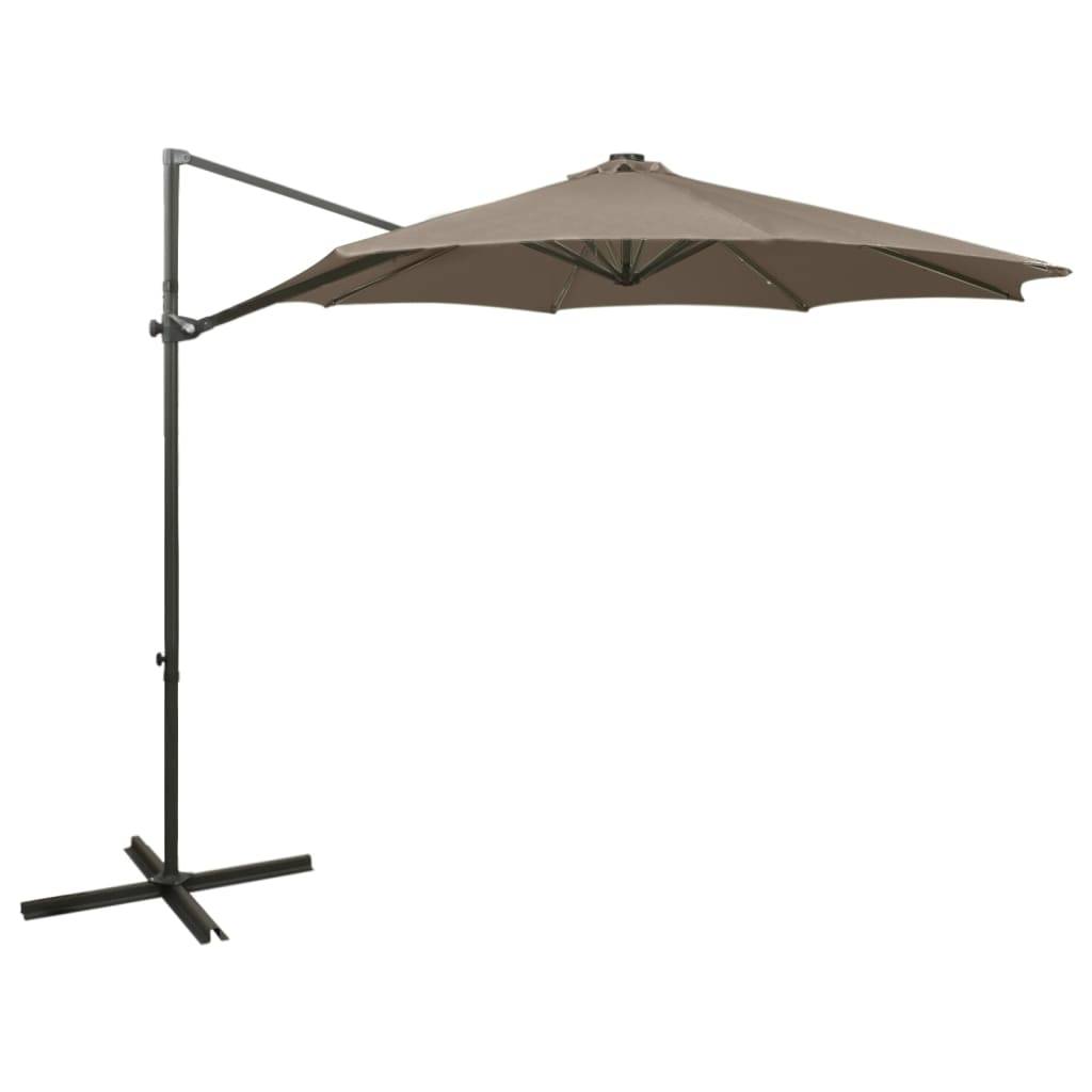 Helloshop26 - Parasol meuble de jardin déporté avec mât et lumières led 300 cm taupe - Imagen 1