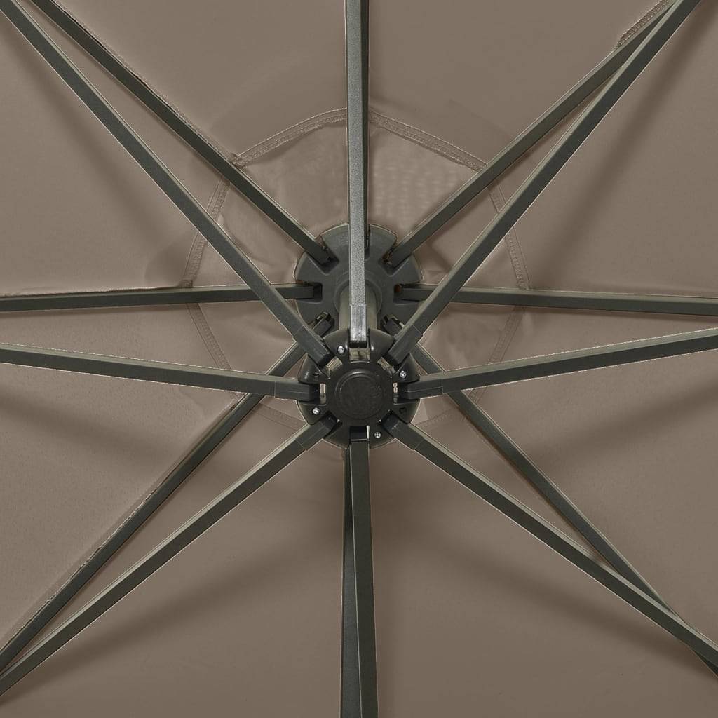 Helloshop26 - Parasol meuble de jardin déporté avec mât et lumières led 300 cm taupe - Imagen 7