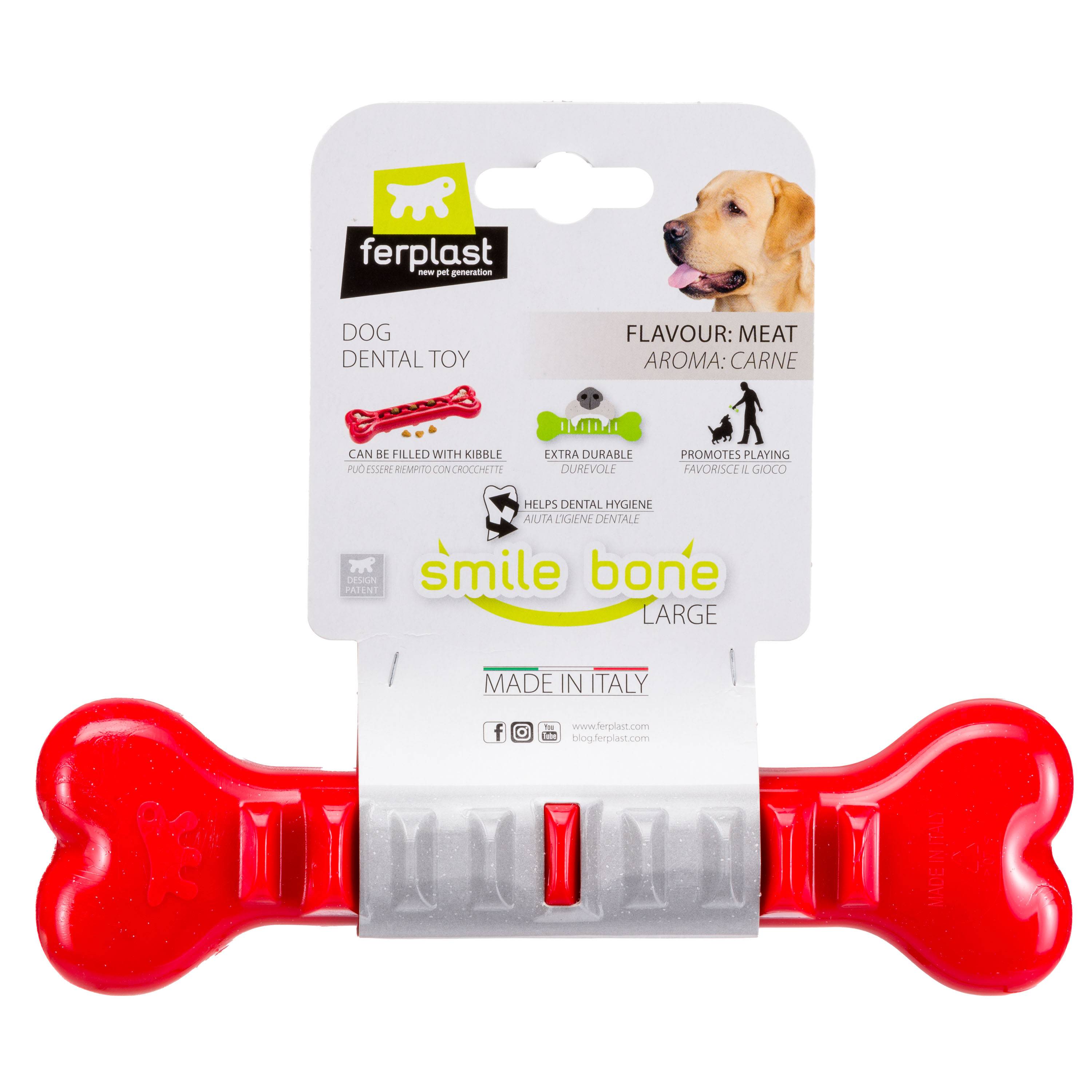 Ferplast - Ferplast Jouet Chien, Os Distributeur Croquettes Friandises pour Chien, en Matériau Durable à Mâcher, Arôme de Viande, pour l'Hygiène Dentaire, SMILE - Imagen 7