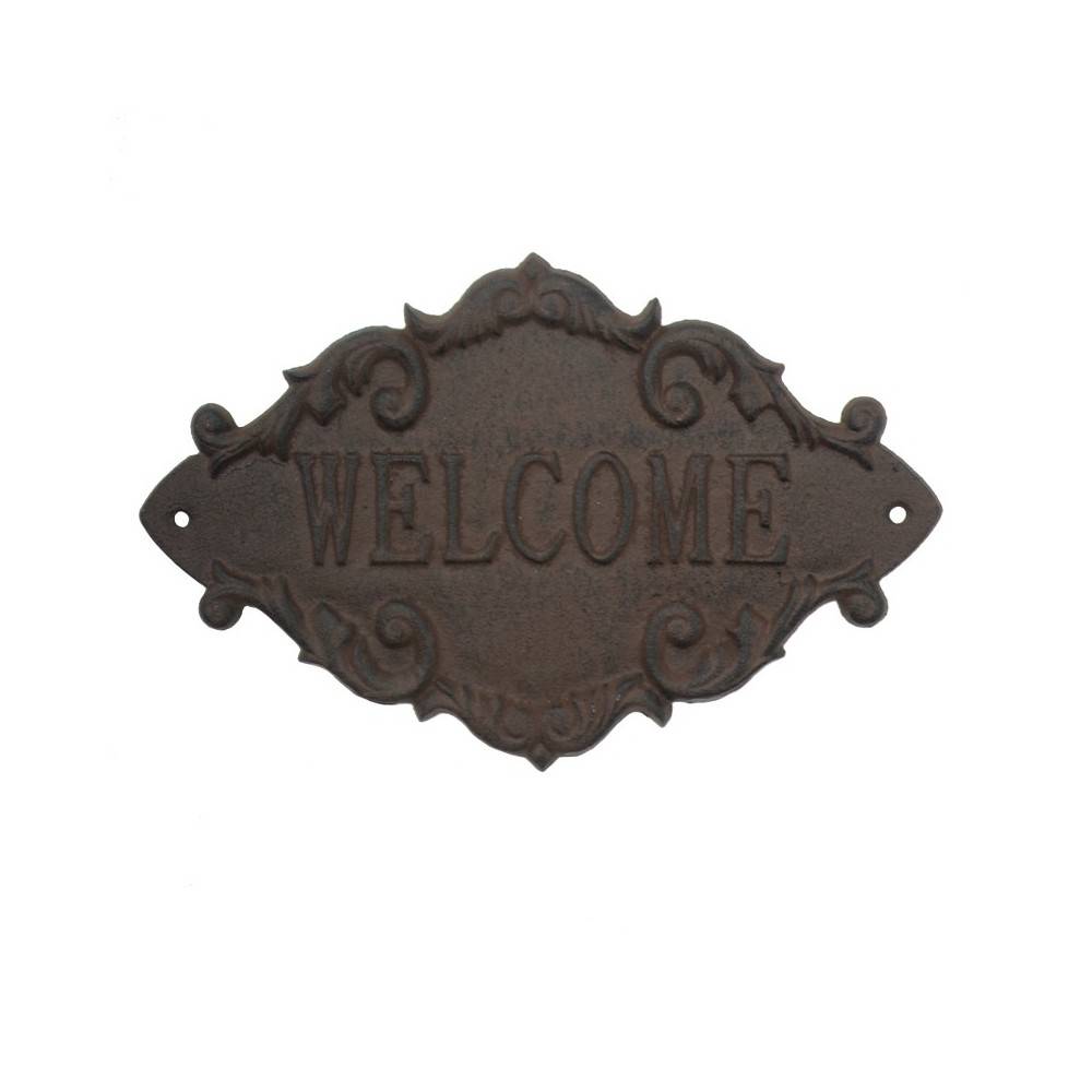° Plaque de porte d'entrée décorative welcome fonte marron 26x16cm Chemin de campagne - Imagen 1