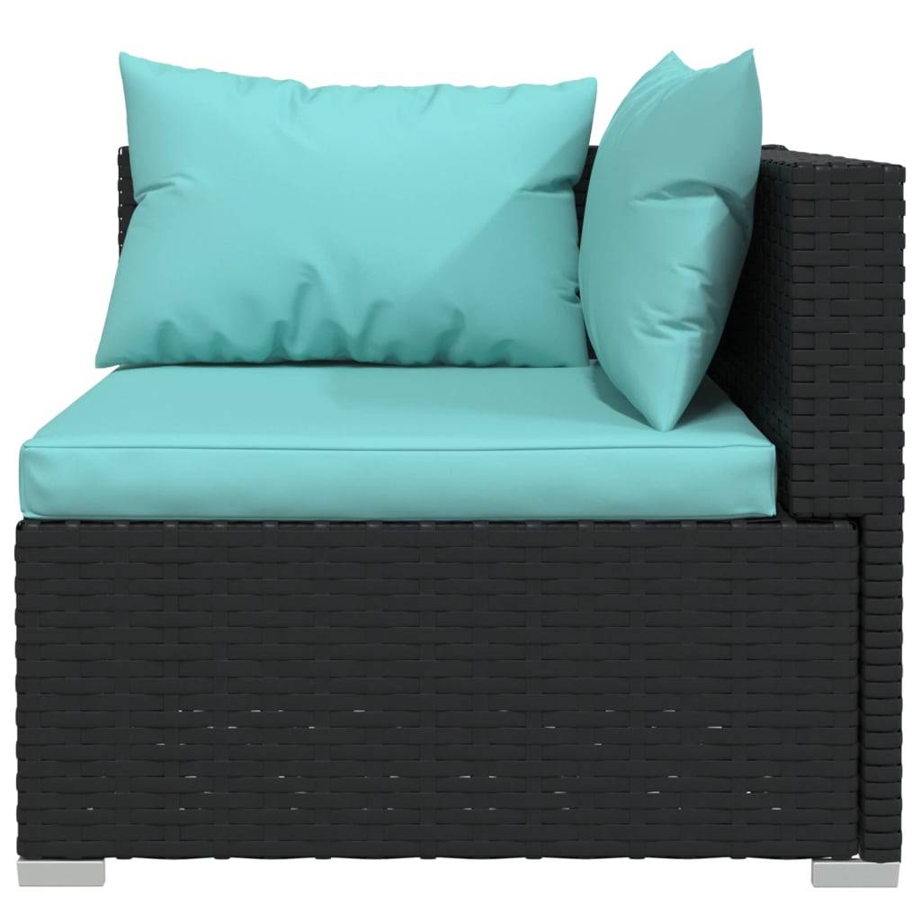 Helloshop26 - Salon de jardin meuble d'extérieur ensemble de mobilier 6 pièces avec coussins résine tressée noir - Imagen 2
