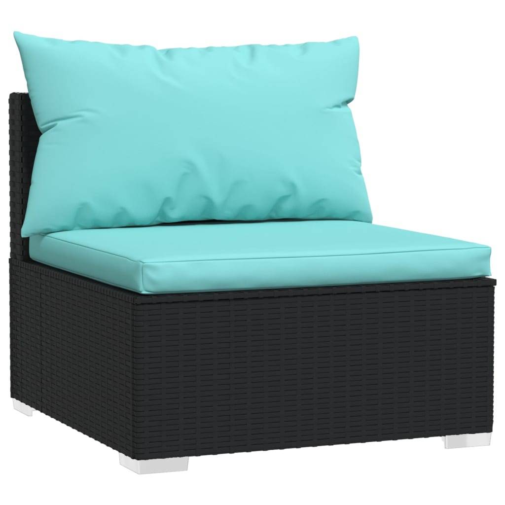 Helloshop26 - Salon de jardin meuble d'extérieur ensemble de mobilier 6 pièces avec coussins résine tressée noir - Imagen 5