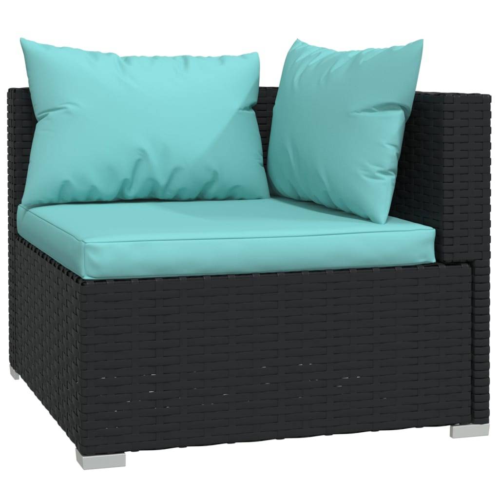 Helloshop26 - Salon de jardin meuble d'extérieur ensemble de mobilier 6 pièces avec coussins résine tressée noir - Imagen 3