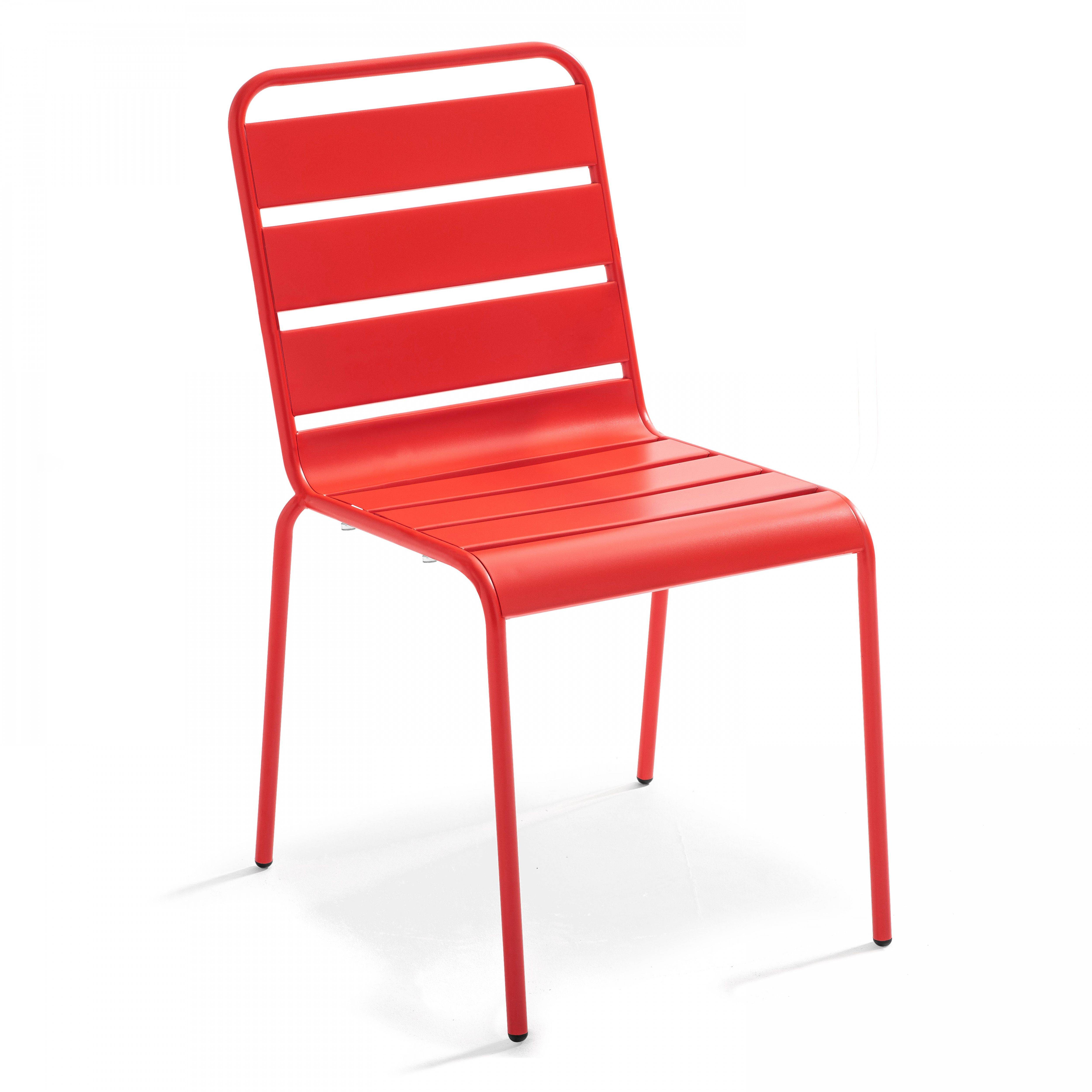 Oviala - Ensemble table de jardin et 6 chaises en métal rouge Palavas - Oviala - Imagen 6