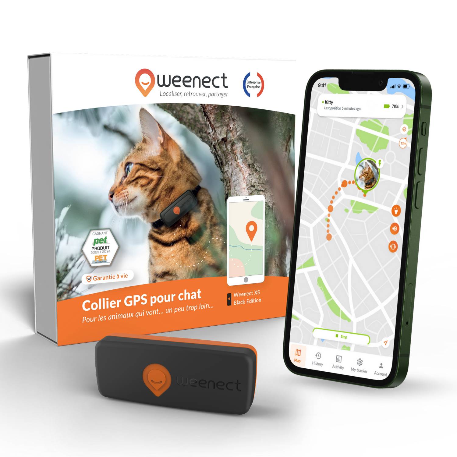 Weenect - Weenect XS - collier gps pour chat ( black edition) - Image 1