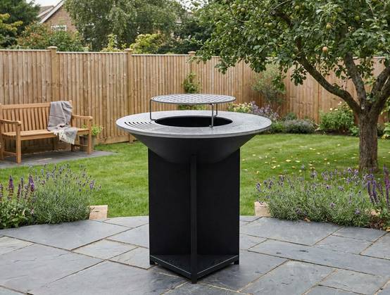 Purline - Barbecue Braséro charbon acier corten noir avec plancha Ø60cm EFP56B – Purline - Image 4