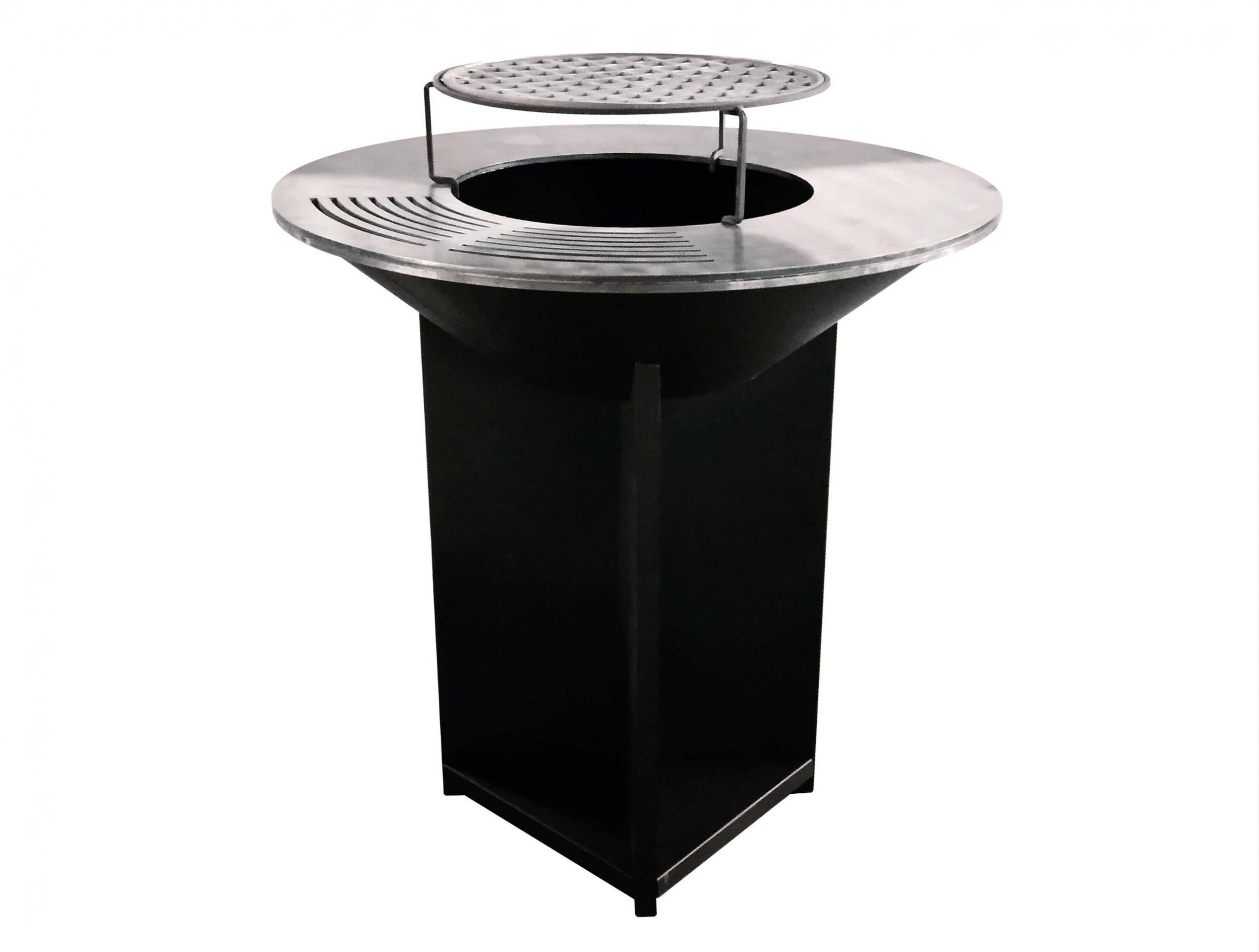 Purline - Barbecue Braséro charbon acier corten noir avec plancha Ø60cm EFP56B – Purline - Image 1