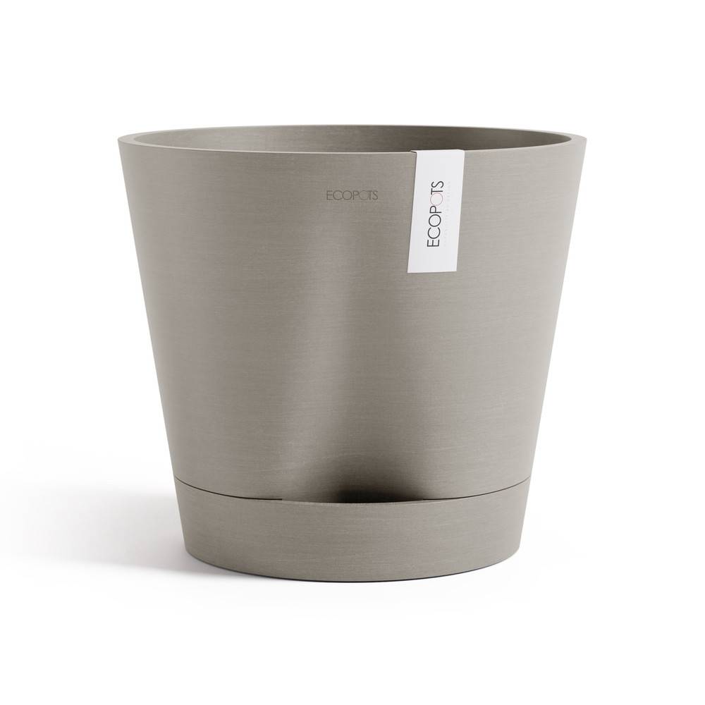 Ecopots - Pot Rond Venice 2 Taupe + réservoir d'eau - Ø 30 x H. 26,3 cm - 4 L ECOPOTS - Imagen 1