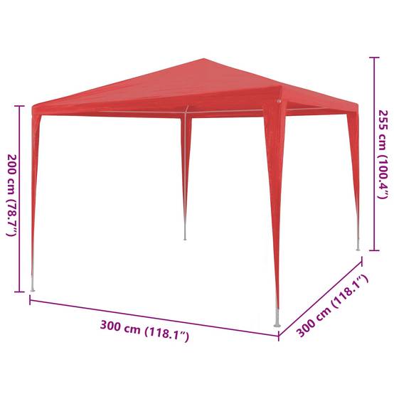 ComfortXL - Tente de réception jardin armature acier ancrage sol protecteur 3x3m rouge - ComfortXL Outdoor Living - Image 7