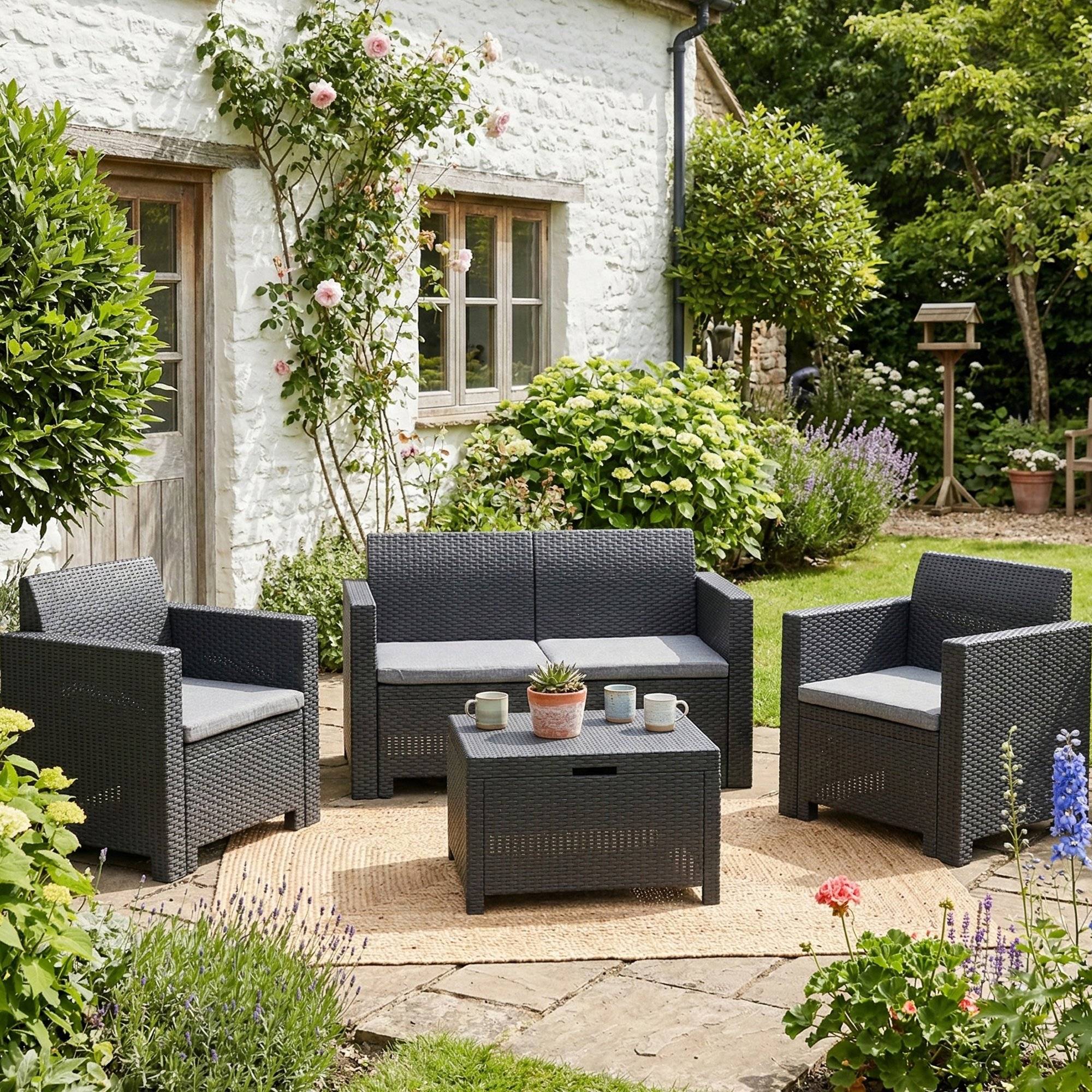 Dmora - Set salon d'extérieur Venere, Salon d'extérieur, Kit terrasse ou jardin, Composition d'un salon d'extérieur, Made in Italy, Anthracite - Imagen 2