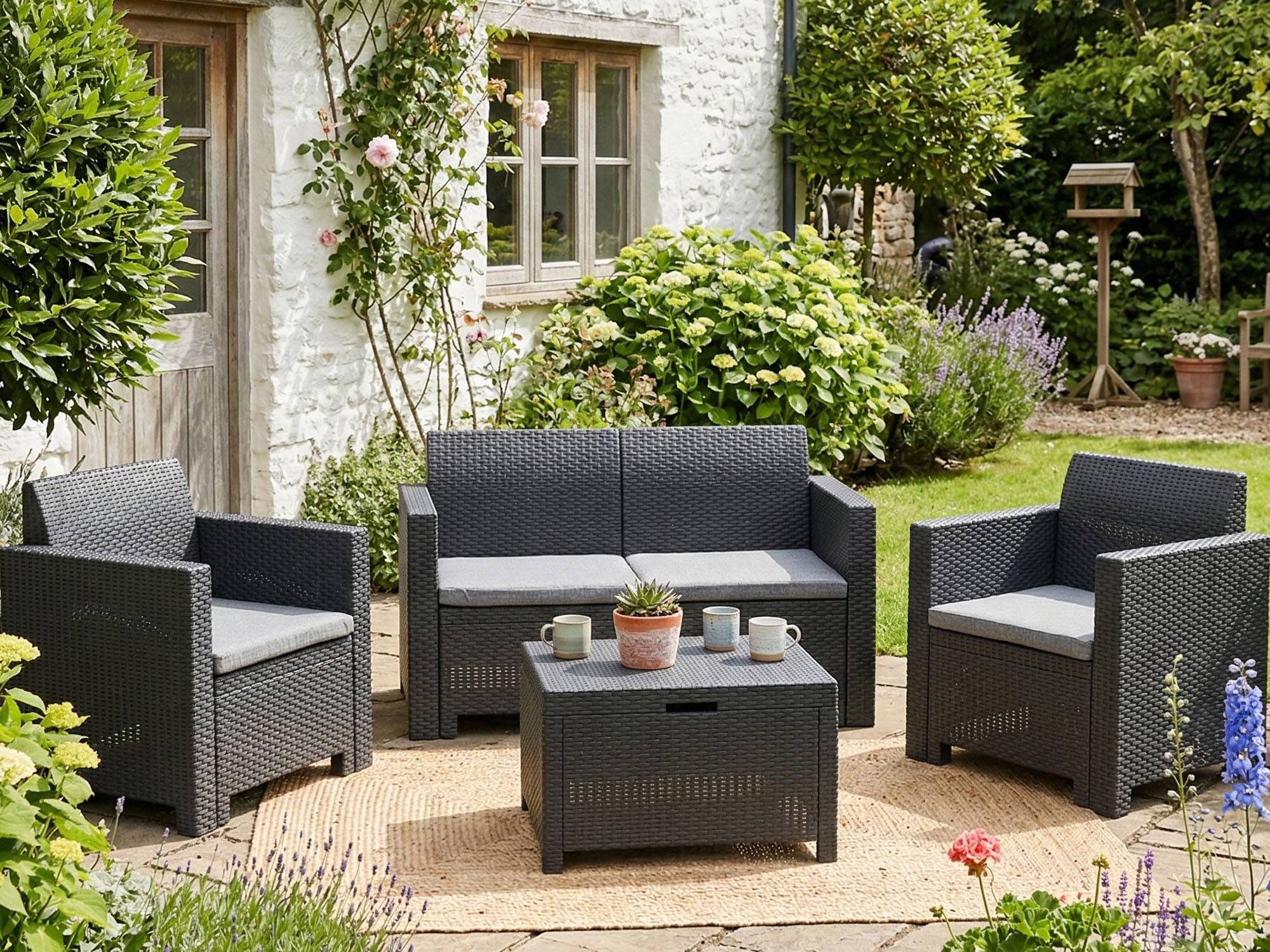 Dmora - Set salon d'extérieur Venere, Salon d'extérieur, Kit terrasse ou jardin, Composition d'un salon d'extérieur, Made in Italy, Anthracite - Imagen 6
