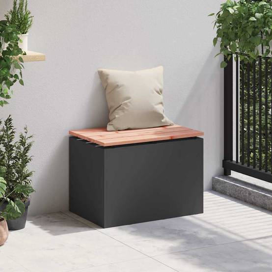 Petit Banc Jardin Industriel Bois Douglas Pieds Acier Noir 60cm – ComfortXL Outdoor Living - Image 3