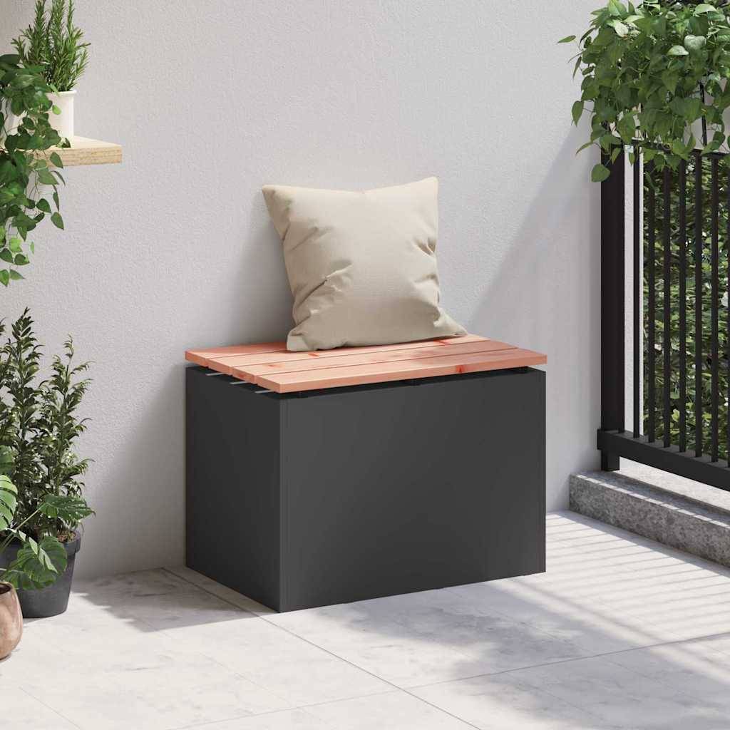 Petit Banc Jardin Industriel Bois Douglas Pieds Acier Noir 60cm – ComfortXL Outdoor Living - Image 3