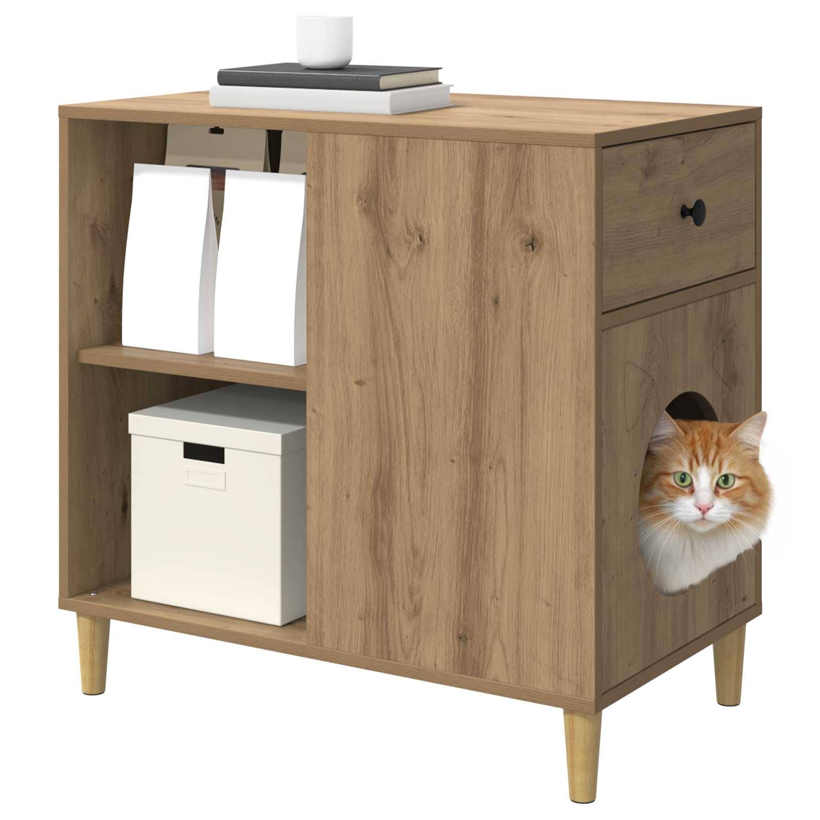 Vidaxl - Maison pour chat Chêne artisan 72 x 42.5 x 70 cm vidaXL 8000688 - Image 4