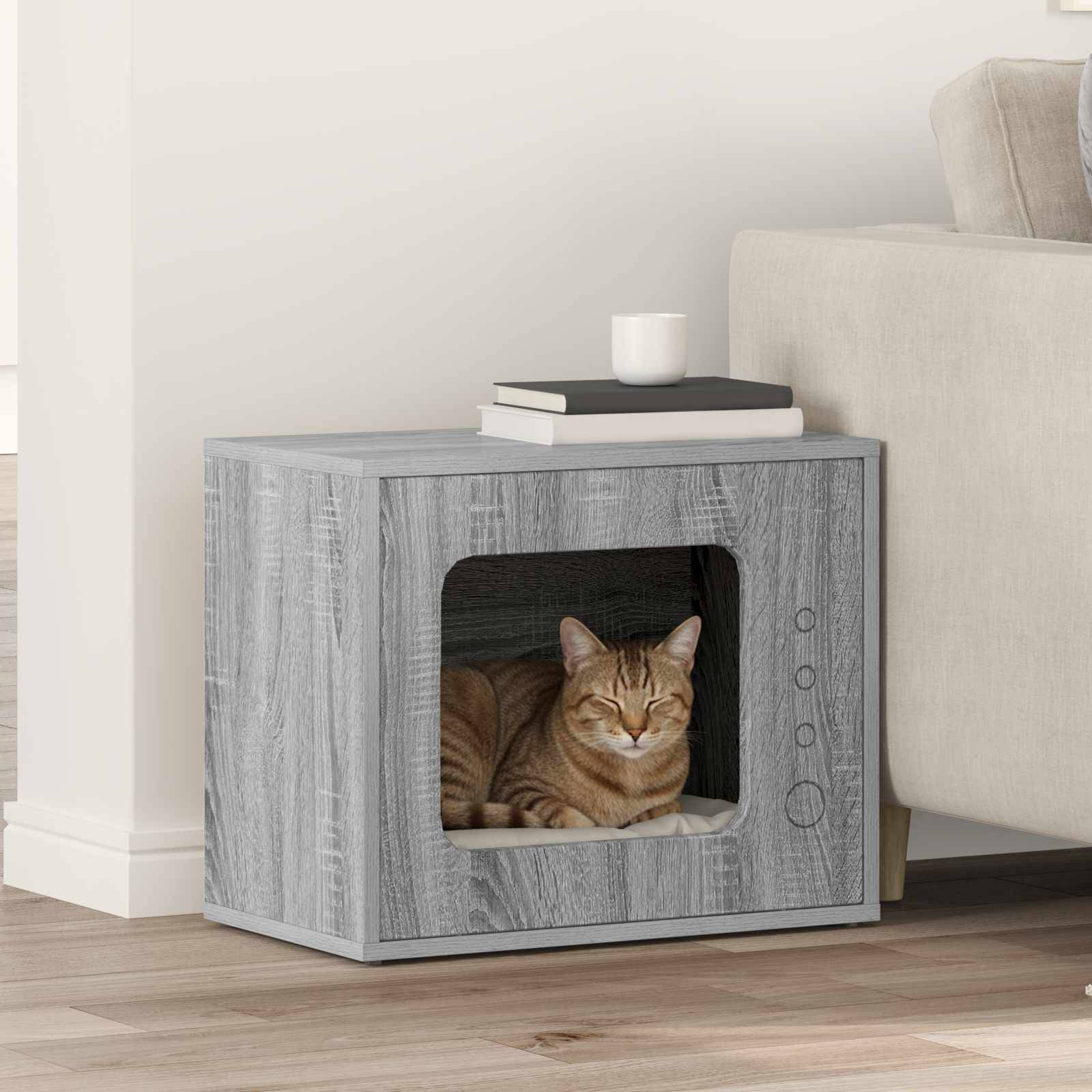 Maison Chat Bois Gris Sonoma Moderne Repos 51cm pour Chat Pratique - ComfortXL Outdoor Living - Image 1
