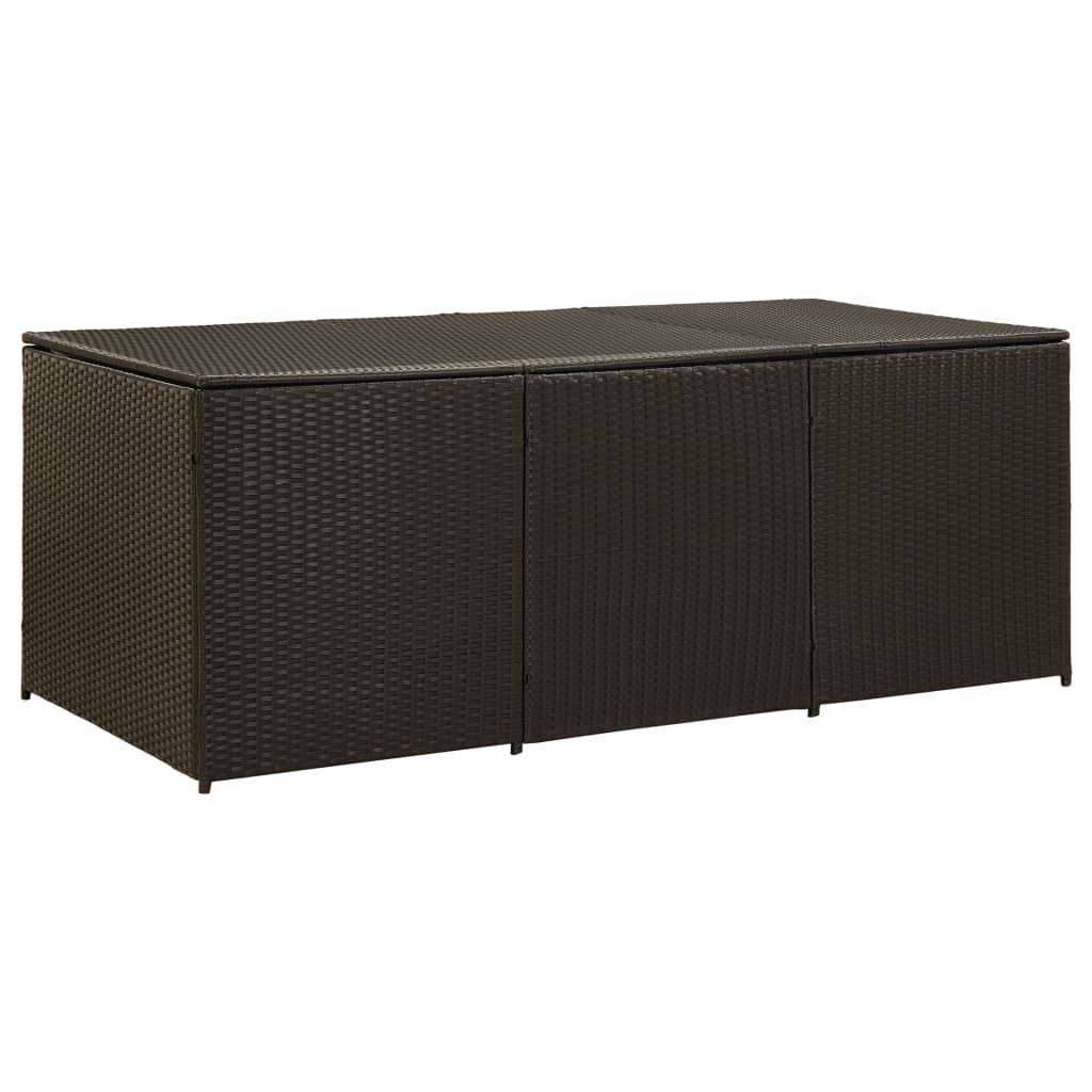 Coffre de rangement - Boîte de rangement extérieure - Coffre de jardin résine tressée 180x90x70 cm marron - Image 2