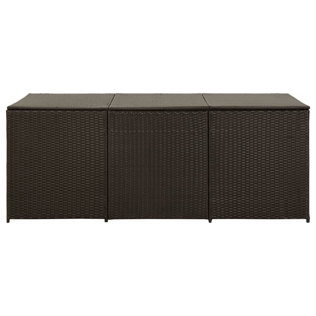 Coffre de rangement - Boîte de rangement extérieure - Coffre de jardin résine tressée 180x90x70 cm marron - Image 3