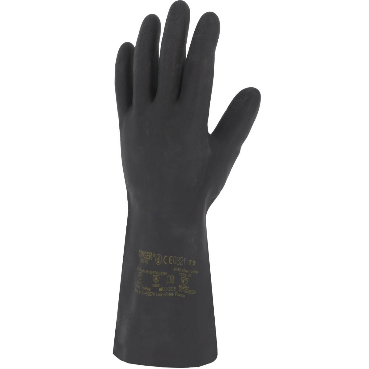 Gant protection Chimique SINGER Taille 9- 30cm Néoprène floqué coton Spécial entretien et milieu agressif - Imagen 6