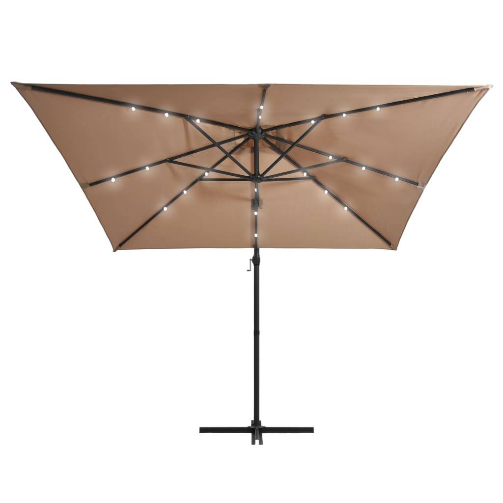 Helloshop26 - Parasol déporté avec led et mât en acier 250 x 250 cm taupe - Imagen 3