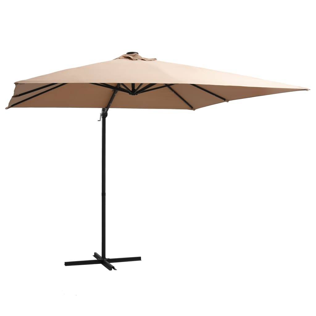 Helloshop26 - Parasol déporté avec led et mât en acier 250 x 250 cm taupe - Imagen 1