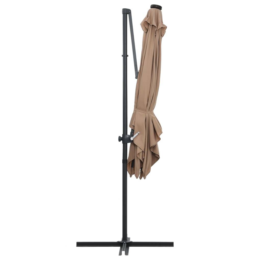 Helloshop26 - Parasol déporté avec led et mât en acier 250 x 250 cm taupe - Imagen 5