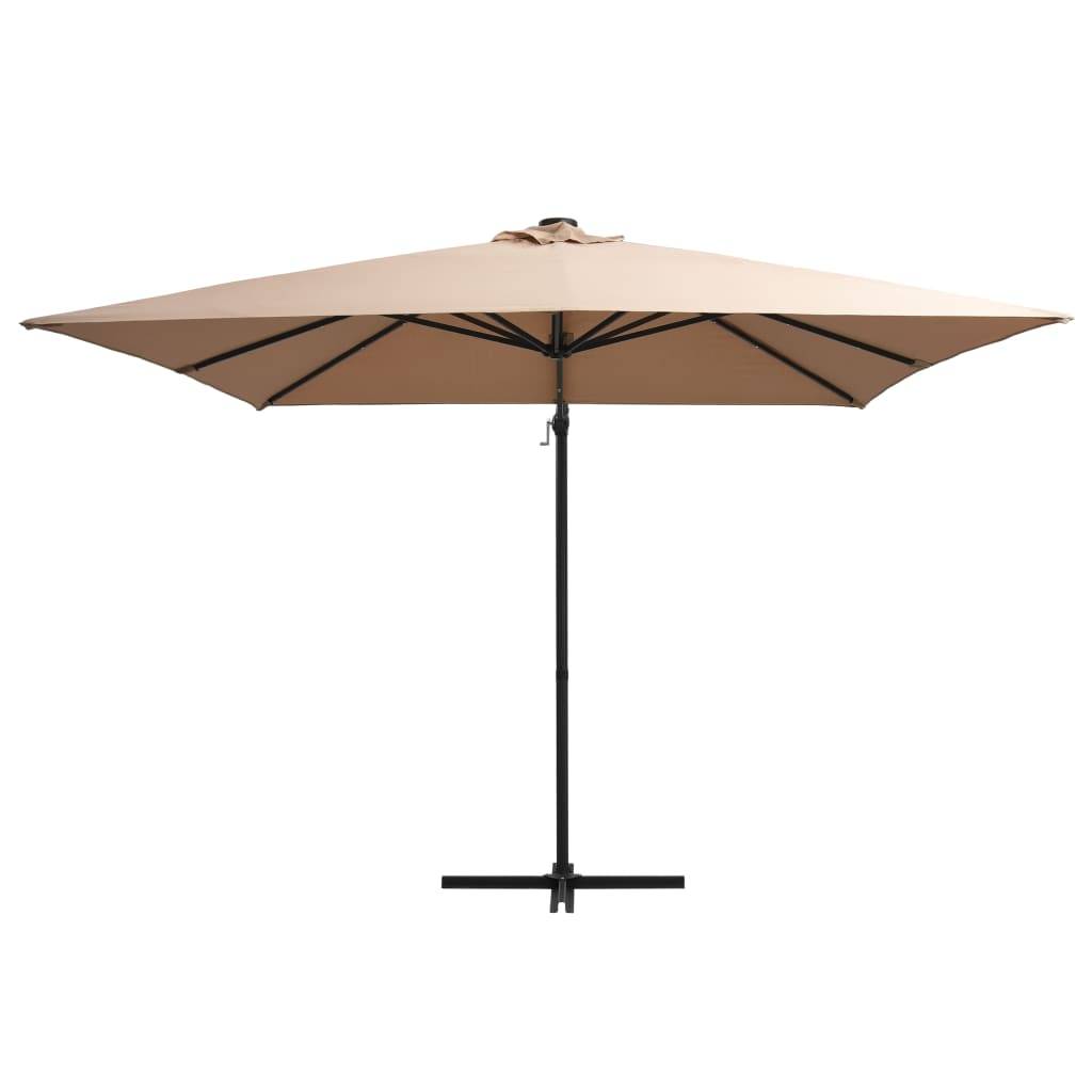 Helloshop26 - Parasol déporté avec led et mât en acier 250 x 250 cm taupe - Imagen 2