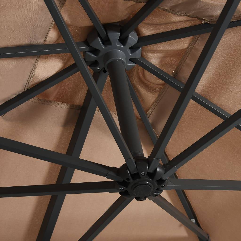Helloshop26 - Parasol déporté avec led et mât en acier 250 x 250 cm taupe - Imagen 6