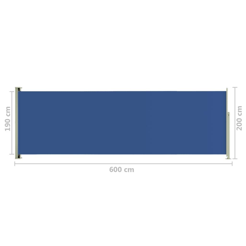 Helloshop26 - Auvent paravent store brise-vue latéral rétractable de patio jardin terrasse balcon protection visuelle écran 200 x 600 cm bleu - Imagen 6