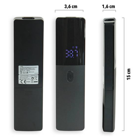 Fishtec - Thermomètre sans contact Slim FISHTEC, mesure en 1 seconde, alerte bip >37,8C, memoire 32 mesures, design fin et hygienique, 15x3,7x1,6 cm - Image 7