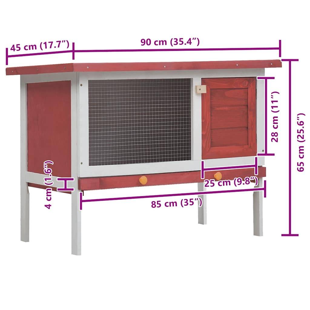 Vidaxl - Clapier d'extérieur 1 niveau Rouge Bois vidaXL 170830 - Imagen 1