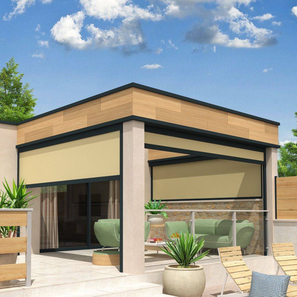 Intersun - Coffre à coulisses pour pergola LOLITE 3,50x2,50 M (Motorisé à Télécommande - Gris Anthracite - Ecru) - INTERSUN - Imagen 1