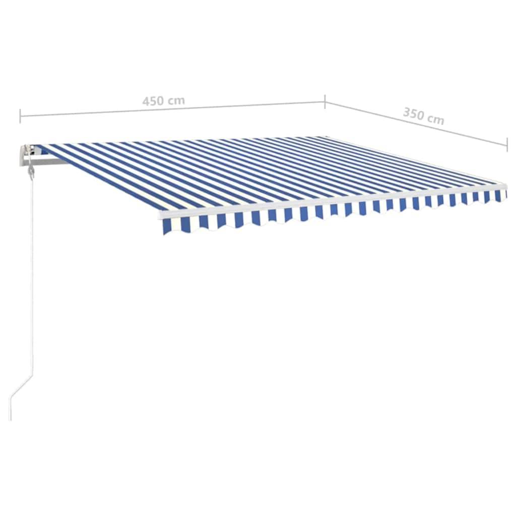 Store banne automatique LED capteur vent aluminium terrasse bleu blanc 450x350cm - ComfortXL Outdoor Living - Image 8