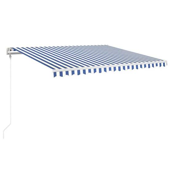 Store banne automatique LED capteur vent aluminium terrasse bleu blanc 450x350cm - ComfortXL Outdoor Living - Image 2