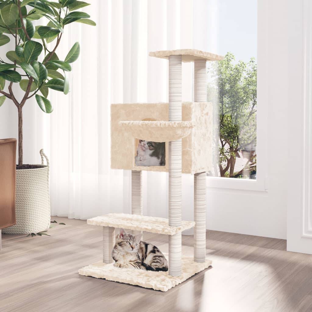 Arbre à chat, Tour à chat avec griffoirs en sisal Crème 108,5 cm MP52 - Image 2