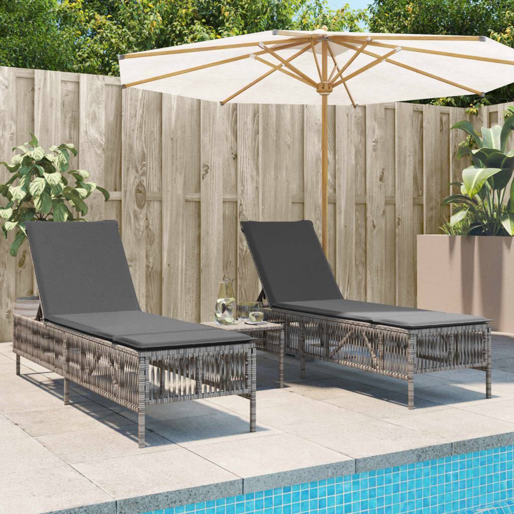 Vidaxl - Chaises longues avec coussins lot de 2 gris résine tressée vidaXL 3261598 - Image 1