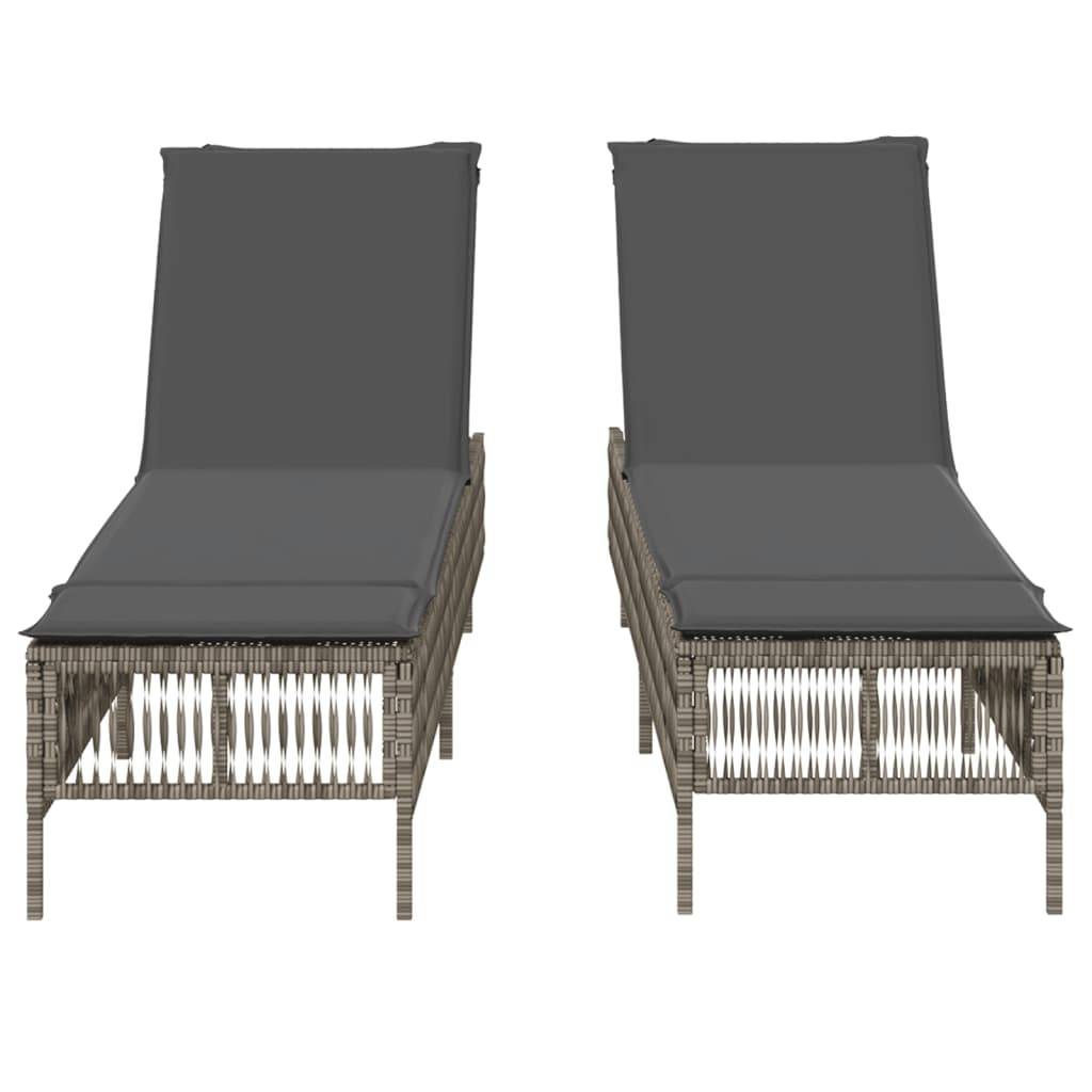 Vidaxl - Chaises longues avec coussins lot de 2 gris résine tressée vidaXL 3261598 - Image 10