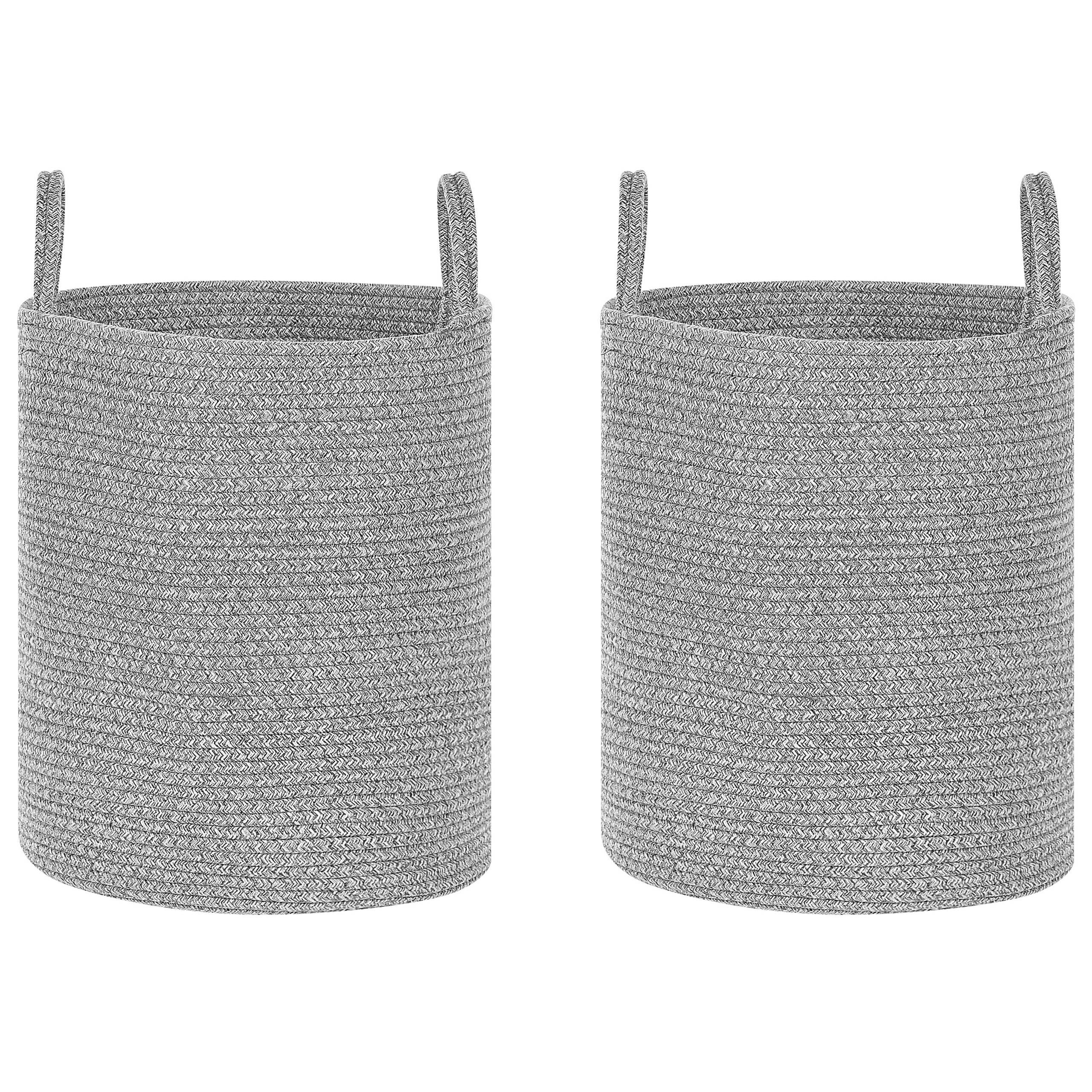 Beliani - Paniers Gris en Coton avec Anses Corbeille à Linge Rangement Spacieux pour Intérieur Pratique Style Boho Lot de 2 - Imagen 1