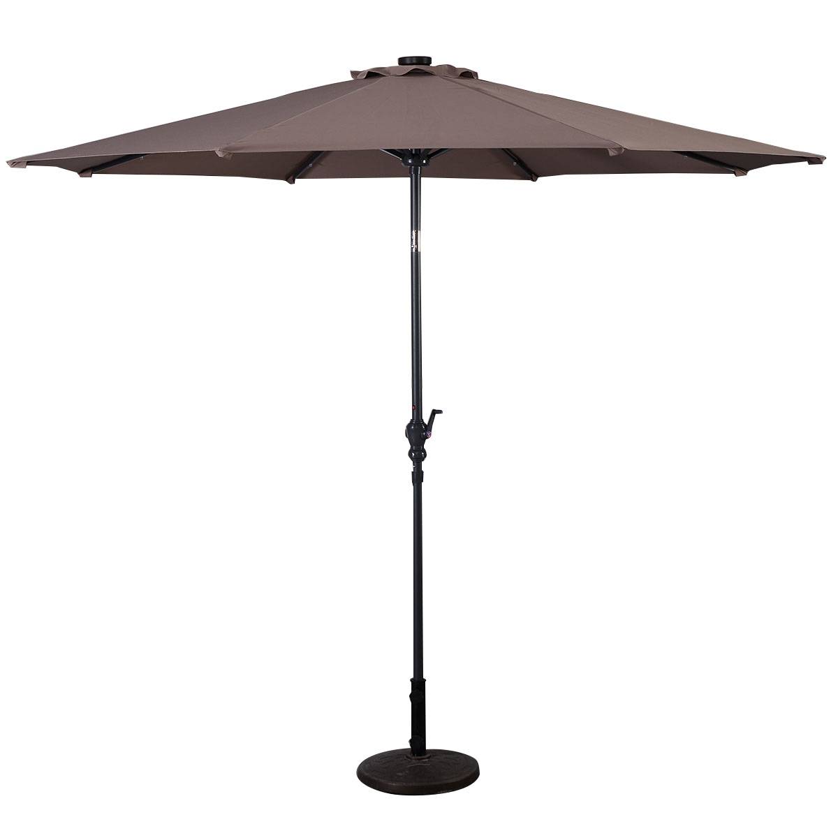 Maison Chic - Parasol Inclinable Dia.300cm LED Dolaire en Scier Toile Polyester pour Jardin et Terrasse Marron