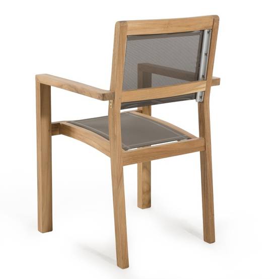 FUN - Ensemble de 2 fauteuils jardin bois teck / textilène gris - Image 6