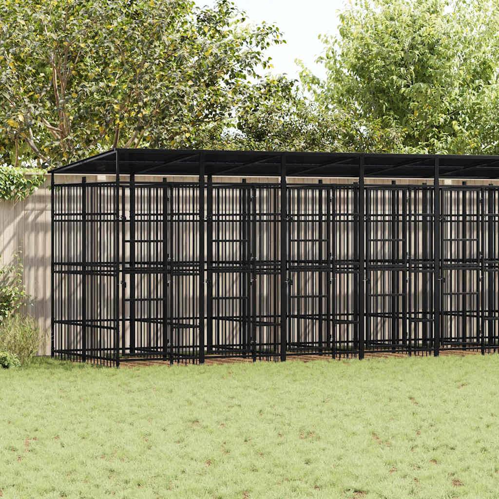 Vidaxl - Chenil d'extérieur avec toit pour chiens Acier 16,59 m² vidaXL 3097954 - Imagen 1
