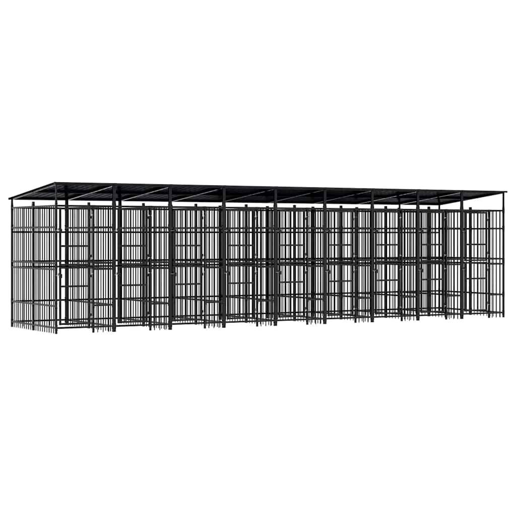 Vidaxl - Chenil d'extérieur avec toit pour chiens Acier 16,59 m² vidaXL 3097954 - Imagen 2