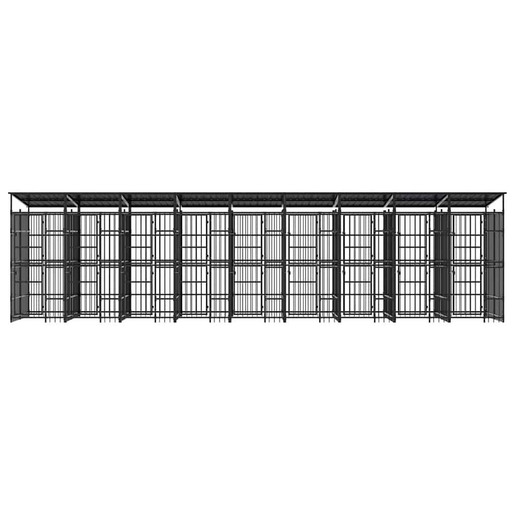 Vidaxl - Chenil d'extérieur avec toit pour chiens Acier 16,59 m² vidaXL 3097954 - Imagen 6