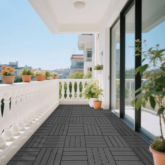 Dalles Terrasse Polypropylène Jardin Balcon Clipsables 30x30cm Gris Foncé Lot de 44 - ComfortXL Outdoor Living - Image 1