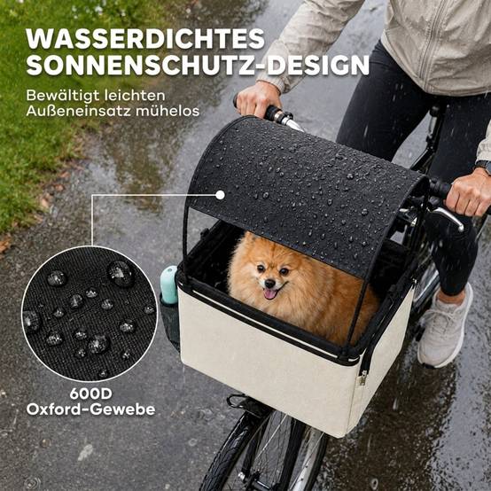 Panier de vélo avant pour chien 2-en-1, panier portable avec capote, laisse de sécurité, bandoulière et poches latérales, charge 5kg - Image 4