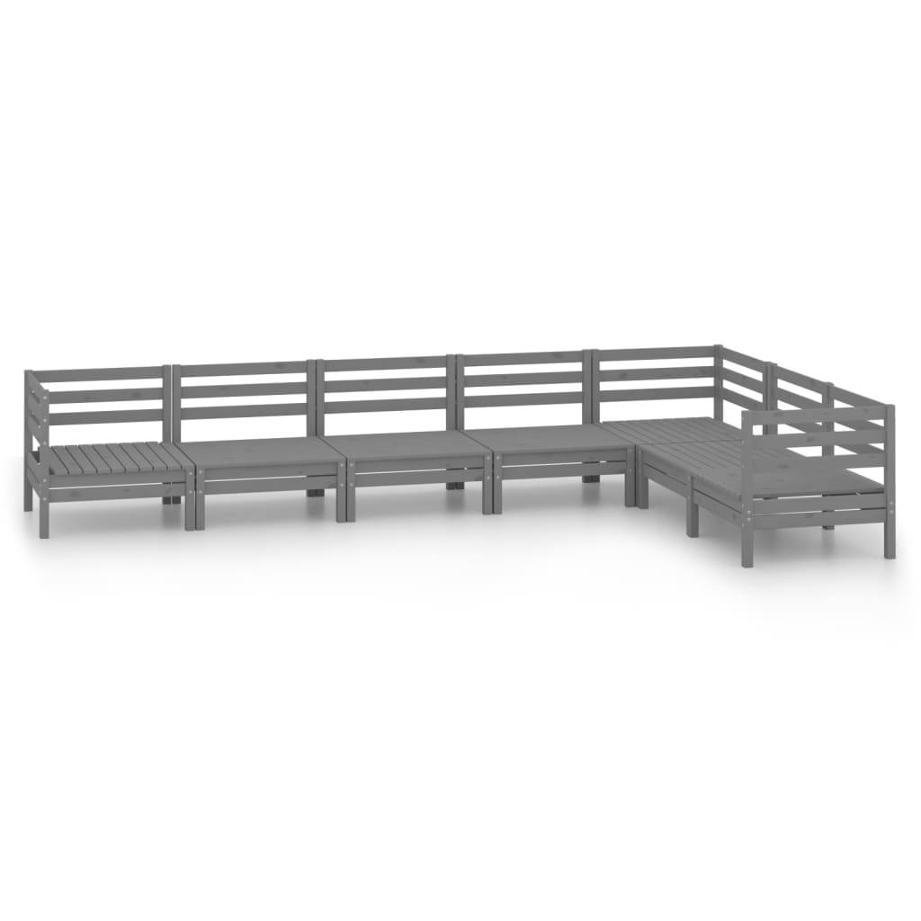 Helloshop26 - Salon de jardin meuble d'extérieur ensemble de mobilier 7 pièces bois de pin massif gris - Imagen 1