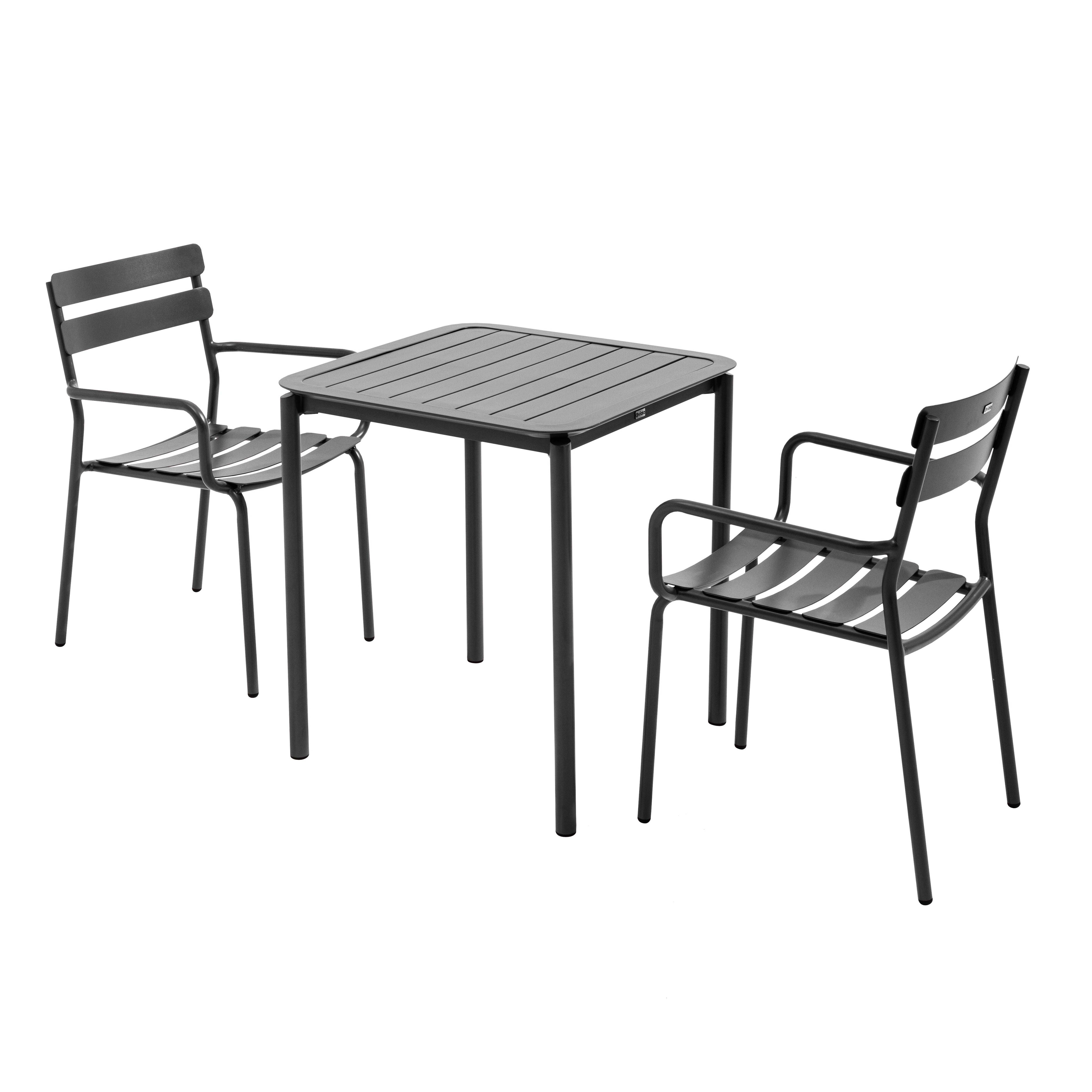 Oviala - Ensemble table de terrasse 70cm et 2 fauteuils noir Almada - Oviala - Image 1