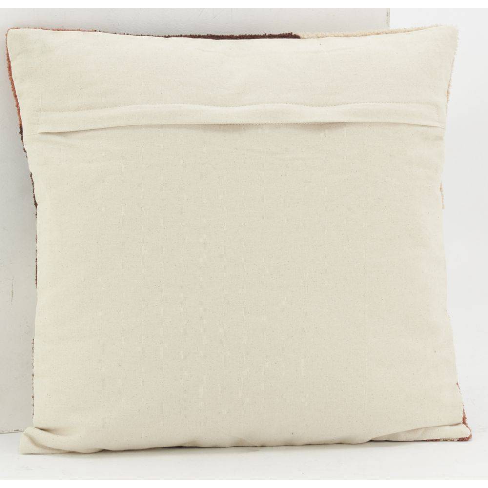 Aubry Gaspard - Coussin en coton brodé motifs floraux camaieu Terracotta - Image 4