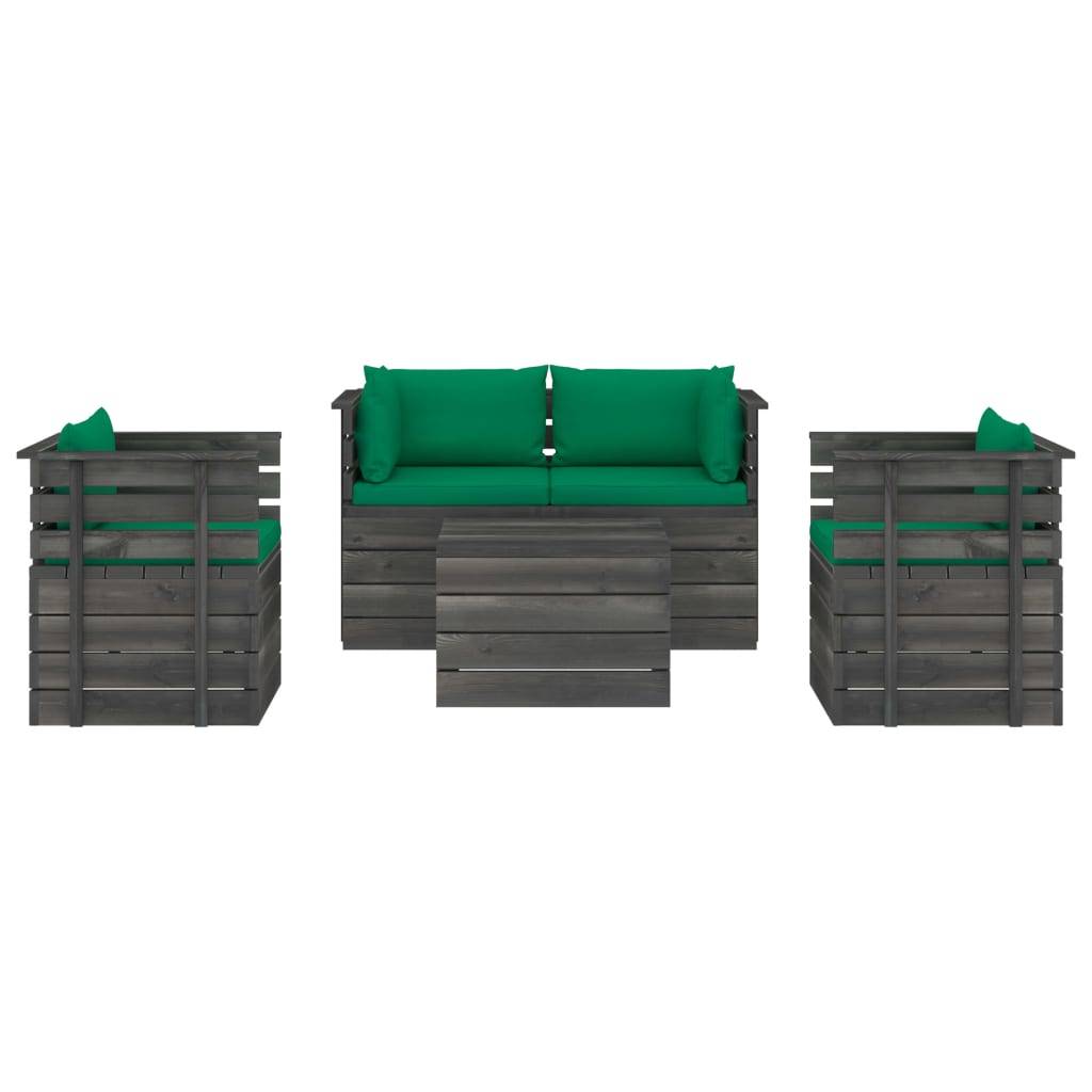 Helloshop26 - Salon de jardin palette meuble d'extérieur ensemble de mobilier 5 pièces avec coussins bois de pin massif - Imagen 2